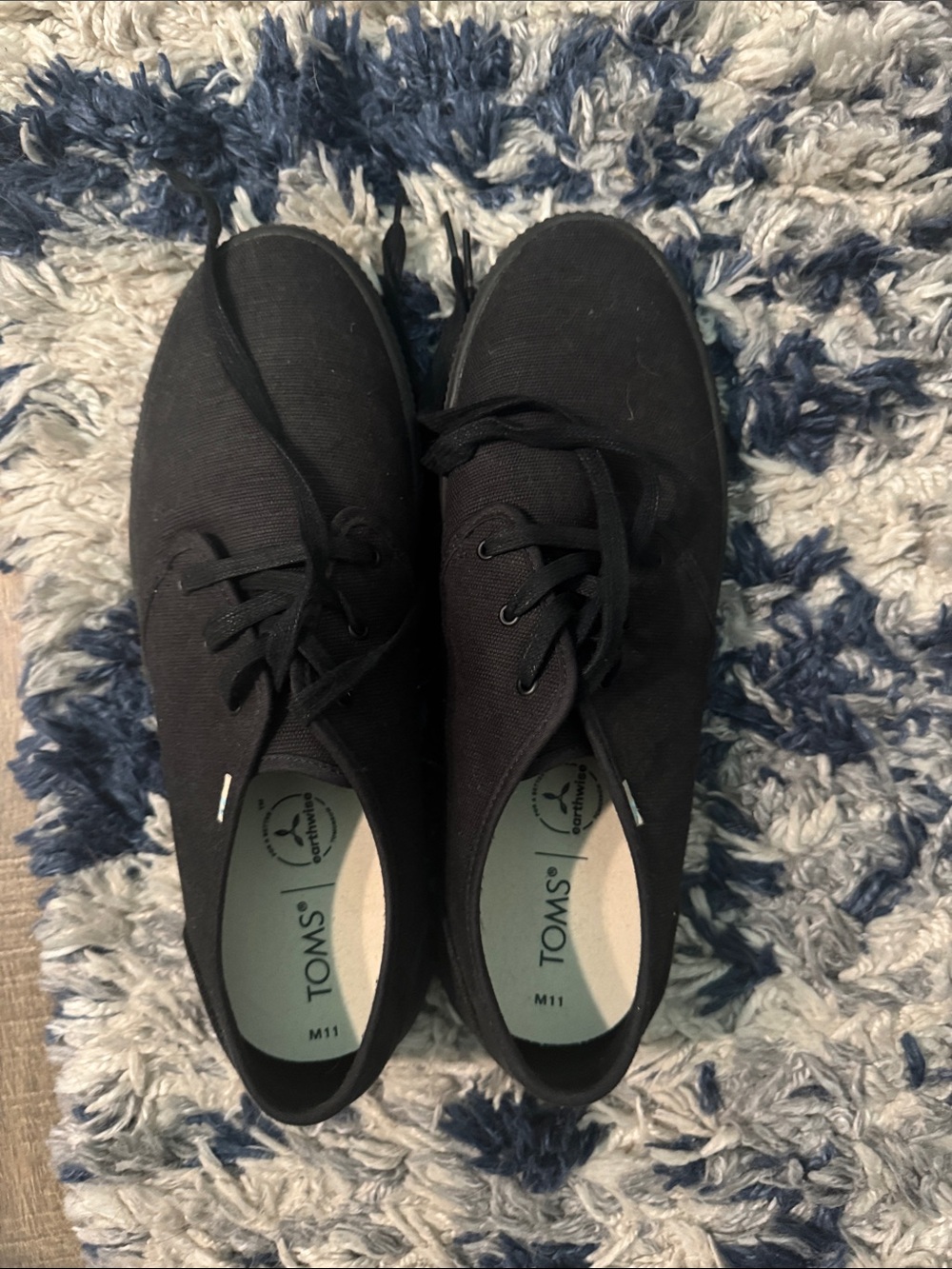 Toms Black Canvas Lace-Up Shoes